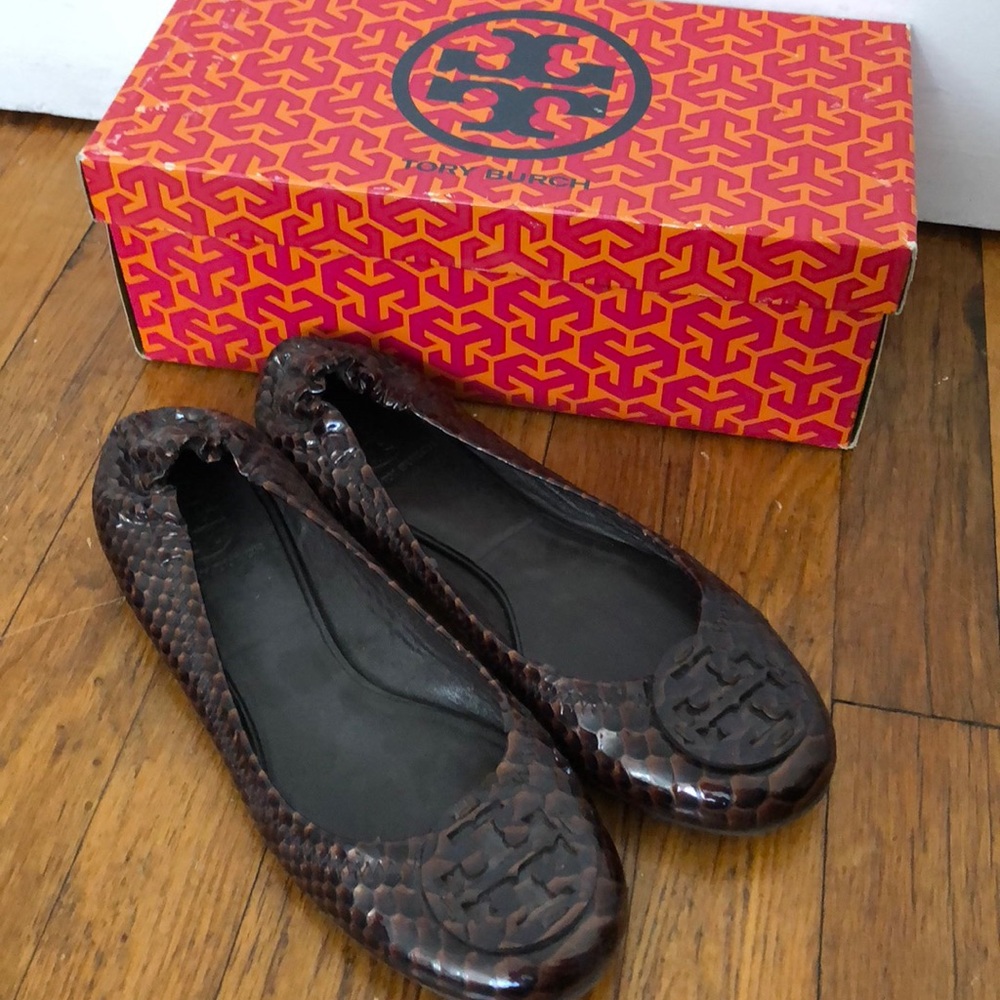 Tory Burch Reva flats snake print Sz 8